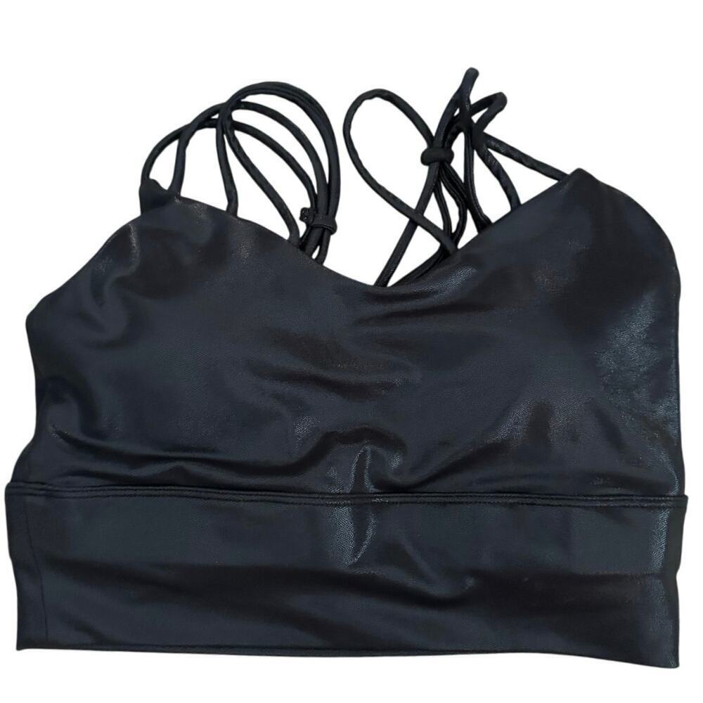 Flex It Pink Women's Black Leather Sports Bra Size Medium